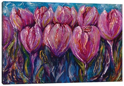 Colorful Impasto Tulips Canvas Art Print - OLena art