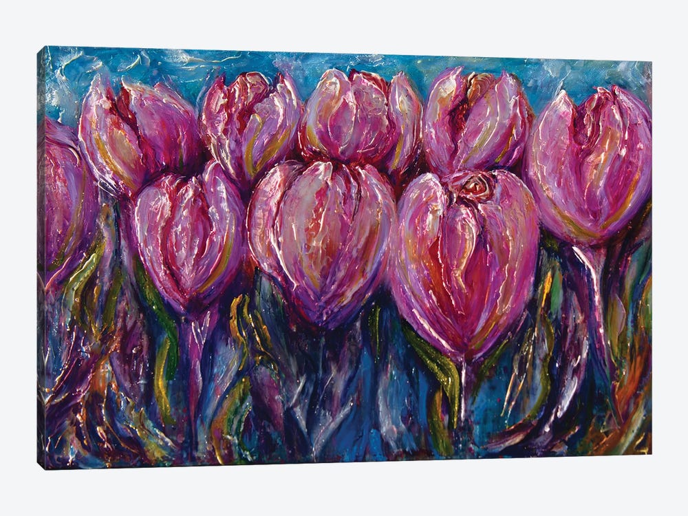 Colorful Impasto Tulips by OLena Art 1-piece Canvas Art