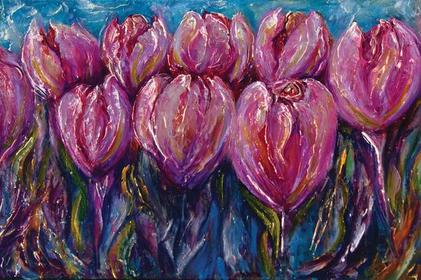 Colorful Impasto Tulips