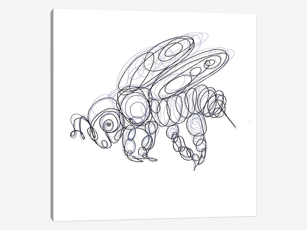 Honey Bee Line Drawing by OLena Art 1-piece Canvas Art
