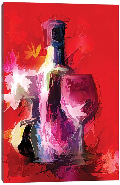 Colorful Wine Painting Canvas Art Print - Food & Drink Still Life