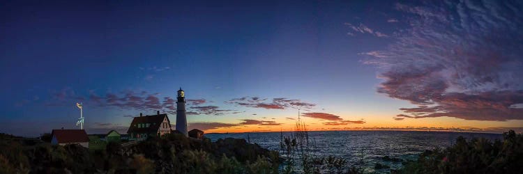 Portland Maine Head Light At Dawn Panorama