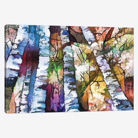 White Aspen And Birch Trees Canvas Print #OLE165} by OLena Art Art Print