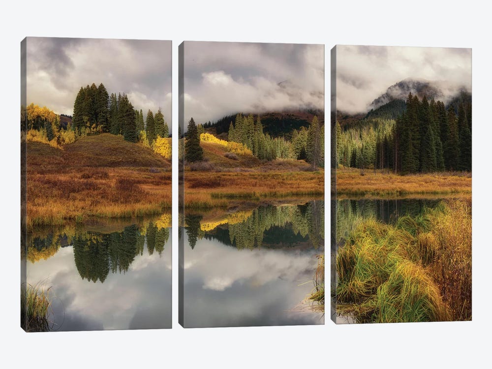 Transition Of The Seasons In Rocky Mountain by OLena Art 3-piece Canvas Artwork