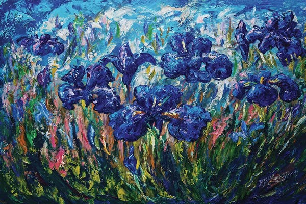 Artists Like Van Gogh: Countryside Irises by OLena Art