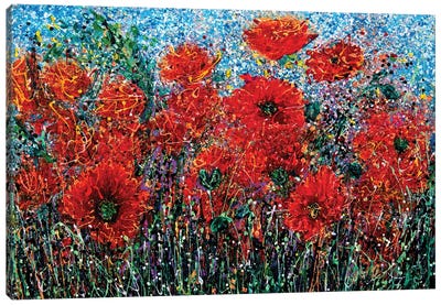 Wild Grass and Poppies Pollock Inspiration Canvas Art Print - OLena art