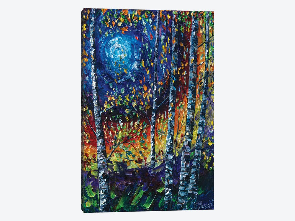 Moonlight Sonata With Aspen Trees by OLena Art 1-piece Canvas Wall Art