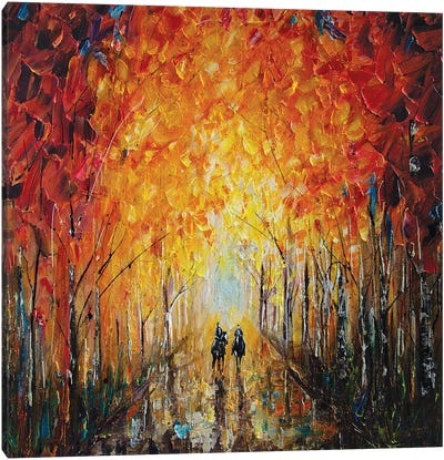 Horseback Riding In The East Coast Forest Canvas Art Print - Palette Knife Prints