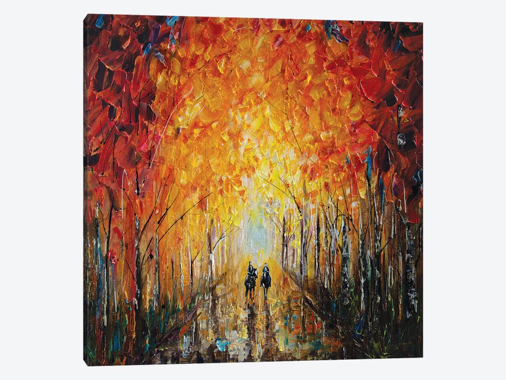 Horseback Riding In The East Coast Forest by OLena Art 1-piece Canvas Art