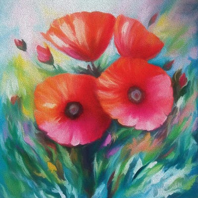 Expressionist Poppies by OLena Art canvas print