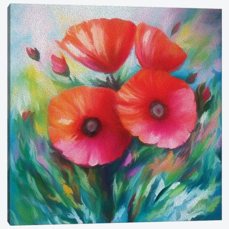 Expressionist Poppies Canvas Print #OLE19} by OLena Art Canvas Art