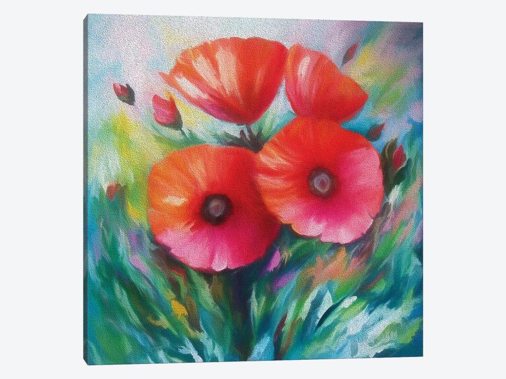 Expressionist Poppies by OLena Art 1-piece Canvas Print