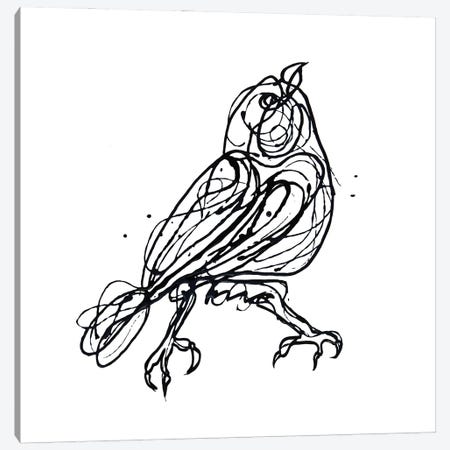 Chin Up - Cute Little Bird Jackson Pollock Style Drawing Canvas Print #OLE200} by OLena Art Art Print