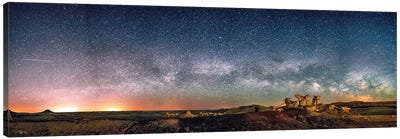Bisti Badlands Hoodoos Under New Mexico Starry Night By Olena Art Canvas Art Print - New Mexico Art