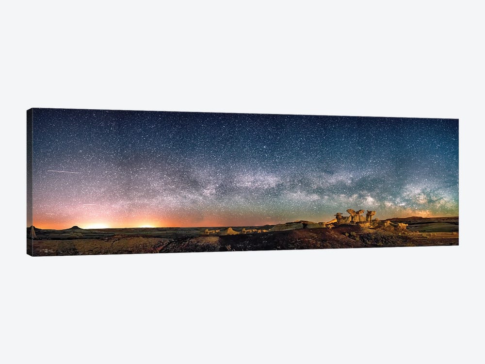 Bisti Badlands Hoodoos Under New Mexico Starry Night By Olena Art by OLena Art 1-piece Canvas Print
