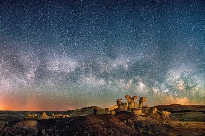 Bisti Badlands Hoodoos II Under New Mexico Starry Night by OLena Art canvas print