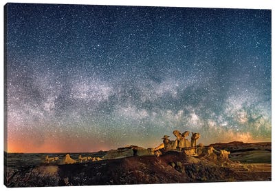Bisti Badlands Hoodoos Under New Mexico Starry Night Canvas Art Print - OLena art