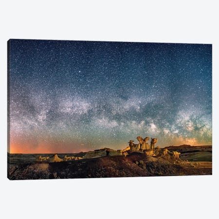 Bisti Badlands Hoodoos Under New Mexico Starry Night Canvas Print #OLE202} by OLena Art Canvas Art Print