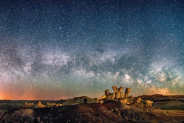 New Mexico: Bisti Badlands Hoodoos II Under New Mexico Starry Night by OLena Art