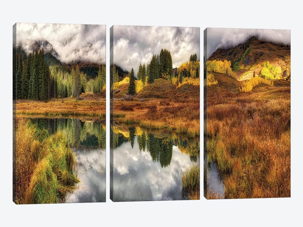 Transition Of The Seasons In Rocky Mountains by OLena Art 3-piece Canvas Print