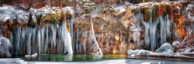 Hanging Lake Winter Panorama by OLena Art framed canvas print