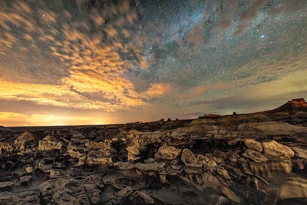 OLena Art: Bisti Badlands Hoodoos Under Bright New Mexico Starry Night by OLena Art