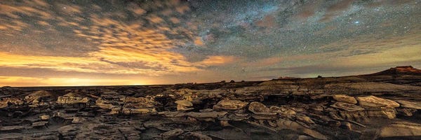 New Mexico: Bisti Badlands Hoodoos III Under New Mexico Starry Night by OLena Art