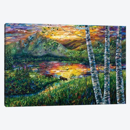 Sleeping Meadow - Colorado Moose Crossing Canvas Print #OLE212} by OLena Art Canvas Artwork