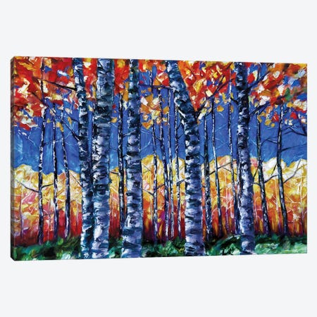 Aspen Trees  Autumn Canopy Painting Canvas Print #OLE219} by OLena Art Canvas Art