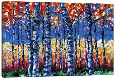 Aspen Trees  Autumn Canopy Painting Canvas Art Print - Aspen Tree Art