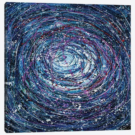 Star Trails Circular Abstract Pollock Inspired Painting Canvas Print #OLE231} by OLena Art Canvas Art