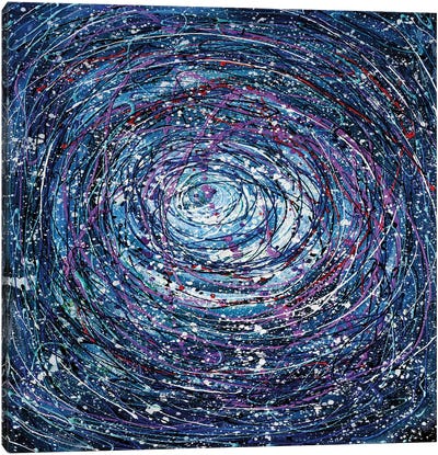Star Trails Circular Abstract Pollock Inspired Painting Canvas Art Print - Similar to Jackson Pollock