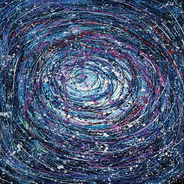 OLena Art: Star Trails Circular Abstract Pollock Inspired Painting by OLena Art