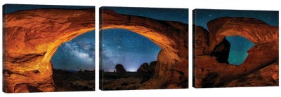 Moab's Arches With Stars Canvas Art Print - 3-Piece Astronomy & Space Art