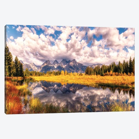 The Grand Tetons Range Reflection Canvas Print #OLE236} by OLena Art Art Print