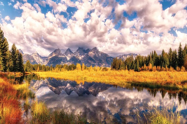 Rocky Mountains: The Grand Tetons Range Reflection by OLena Art