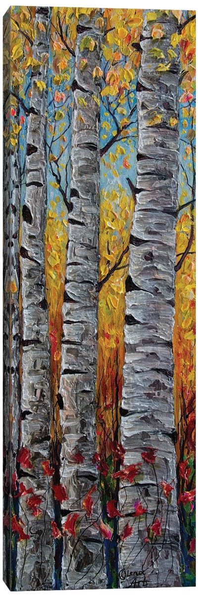 Impressionistic Colorado Aspen Trees Vertical Panorama Canvas Art Print - OLena art