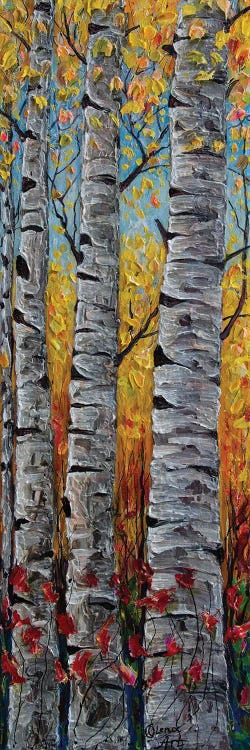 Impressionistic Colorado Aspen Trees Vertical Panorama