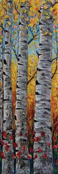 Nature Close-Ups: Impressionistic Colorado Aspen Trees Vertical Panorama by OLena Art