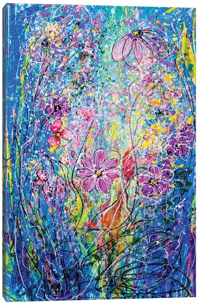 Floral Blue And Purple Abstract Canvas Art Print - OLena art