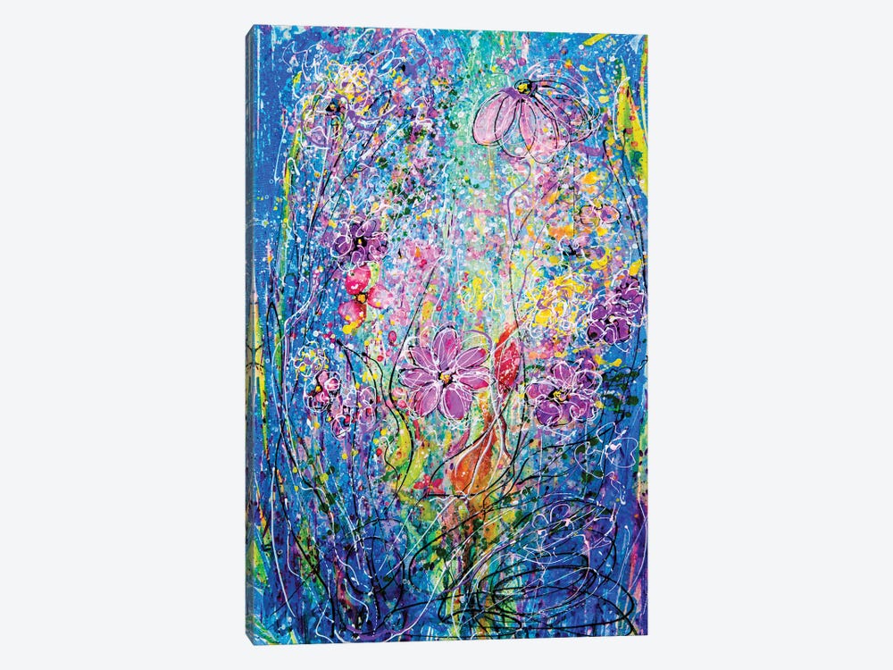 Floral Blue And Purple Abstract by OLena Art 1-piece Canvas Art