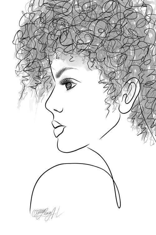 Looking Ahead Minimalist Woman  Drawing