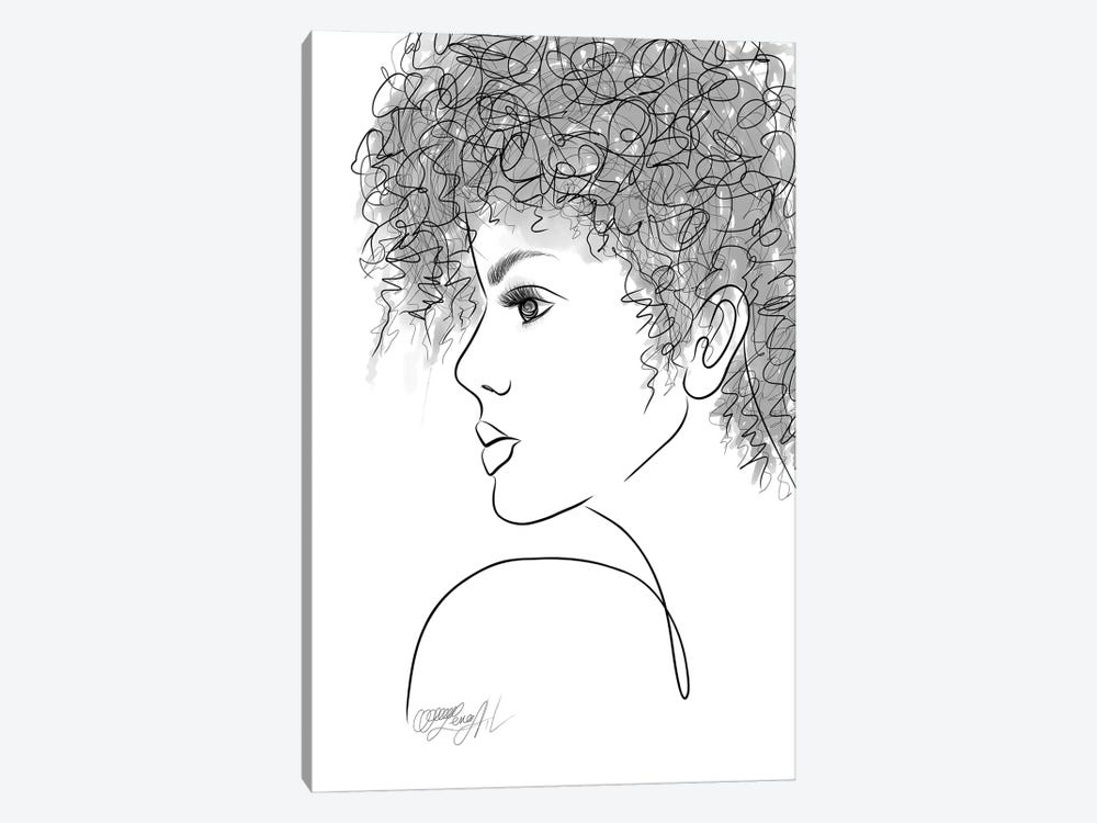 Looking Ahead Minimalist Woman  Drawing by OLena Art 1-piece Art Print