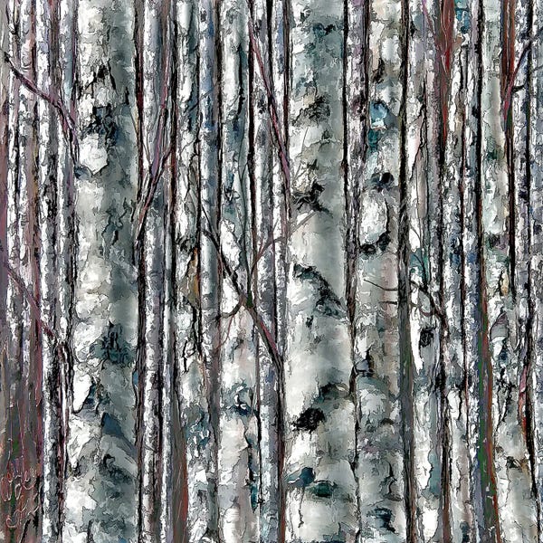 Palette Knife Prints: Enchanted Forest Monochromatic Painting by OLena Art