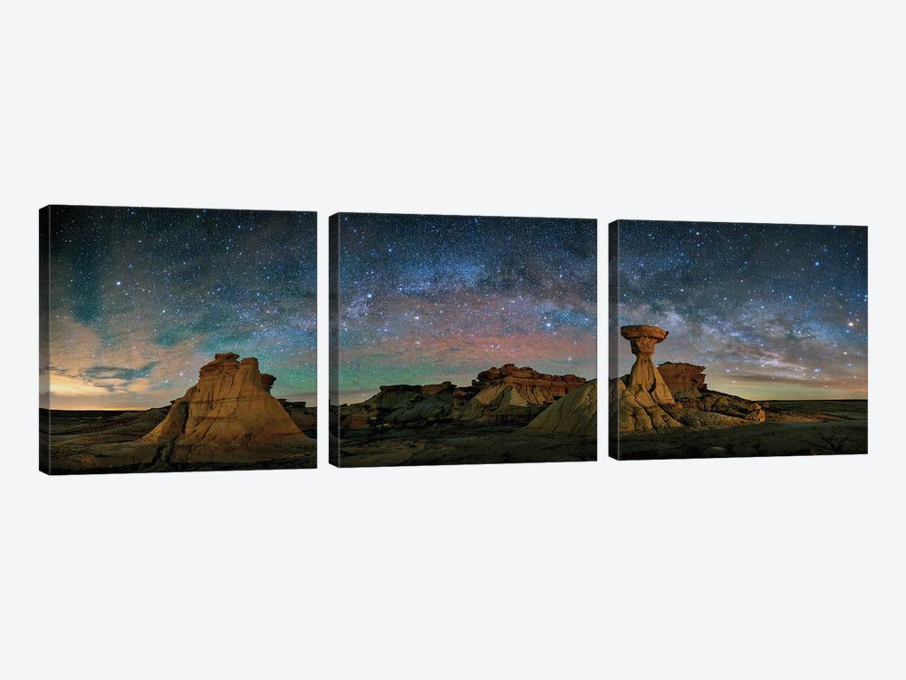 Bisti Badlands Under Western Starry Night by OLena Art 3-piece Canvas Art