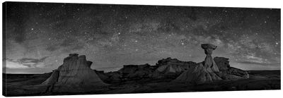 Bisti Badlands Under Old Western Starry Night Canvas Art Print