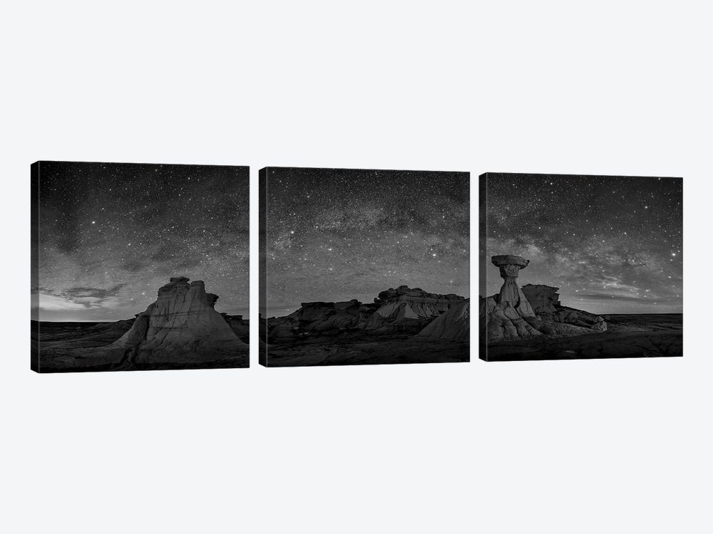 Bisti Badlands Under Old Western Starry Night by OLena Art 3-piece Canvas Art Print