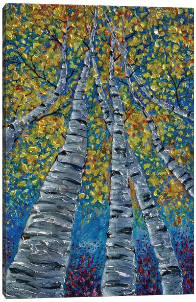 Painted Whimsy Aspen Trees Canvas Art Print - OLena art