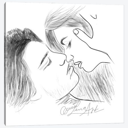 Immortal Kiss Line Drawing By OLena Art Canvas Print #OLE253} by OLena Art Canvas Artwork