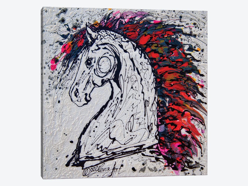 Abstract Horse Number III Jackson Pollock Inspiration by OLena Art 1-piece Canvas Print